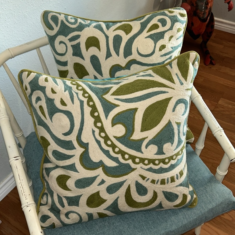 Anthropologie Crewel Pillow Covers